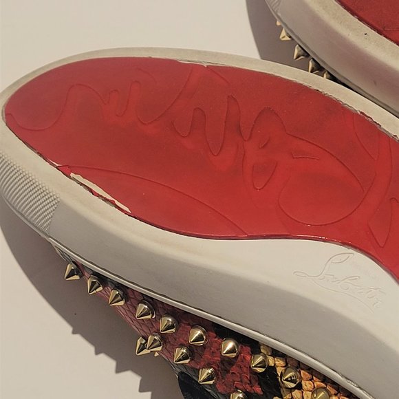 Christian Louboutin PIK Boat Python Shoes Men Size 11 Red Bottom - Picture 3 of 13